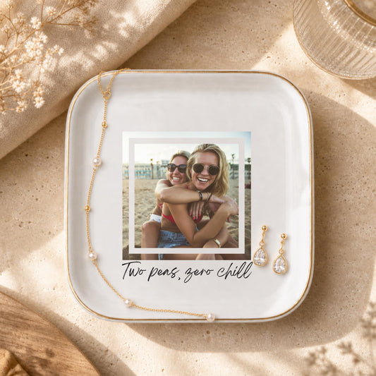 Best Friends Jewelry Dish - Two Peas Zero Chill Ring Holder - Funny Bestie Gift Idea