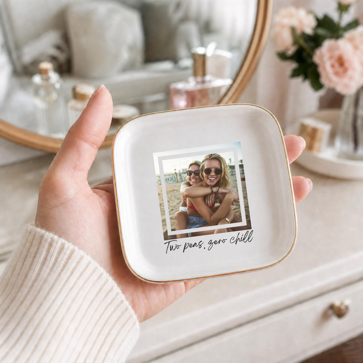 Best Friends Jewelry Dish - Two Peas Zero Chill Ring Holder - Funny Bestie Gift Idea