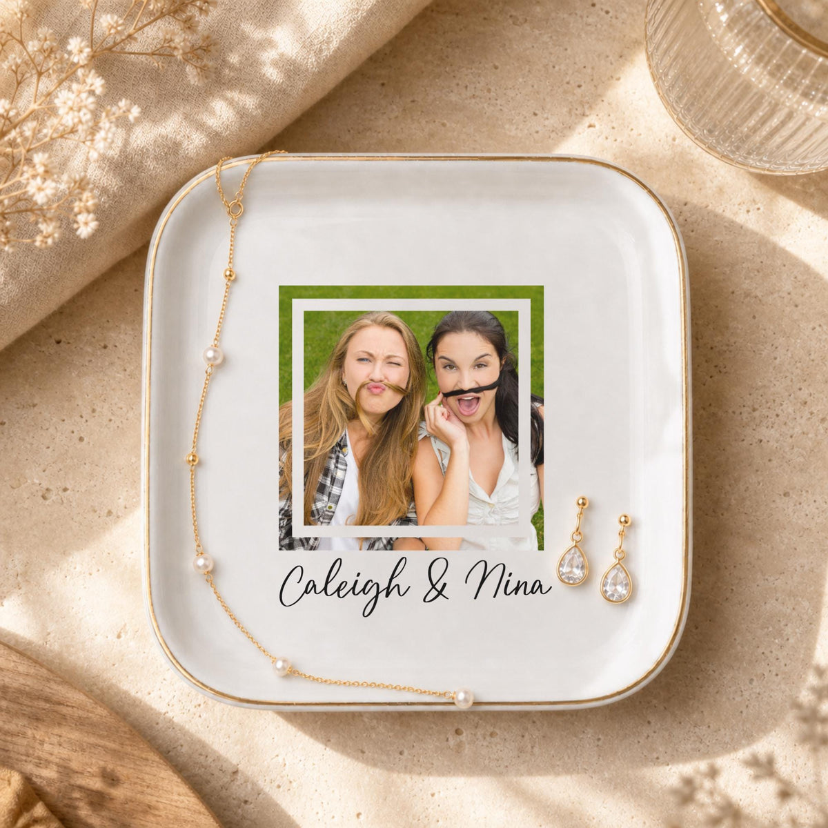 Custom Bestie Ring Dish, Personalized Photo Trinket Dish for Best Friend, Sentimental BFF Gift, Jewelry Tray Gift