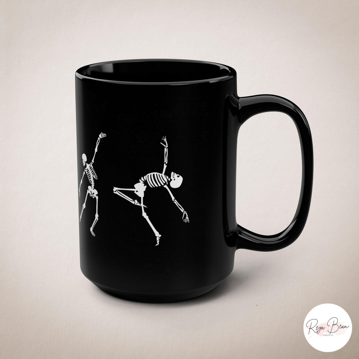 Dancing Skeleton Black Halloween Gothic Mug 15oz, Spooky Coffee Cup, Dark Academia Witchy Vintage Aesthetic