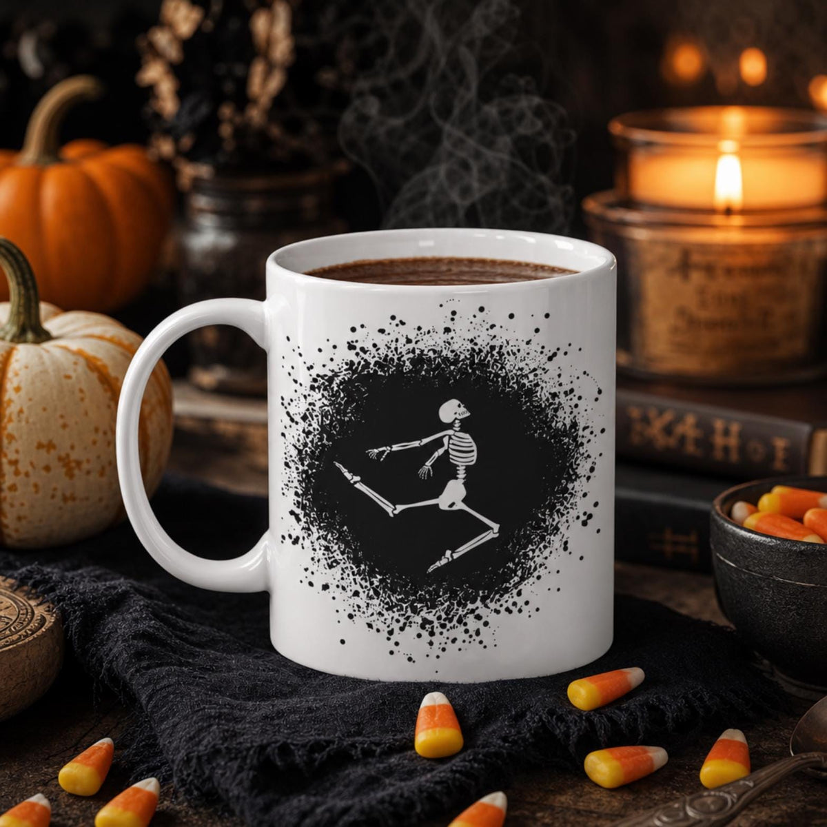 Gothic Dancing Skeleton Coffee Mug 11oz | Spooky Unbreakable Camper Mug
