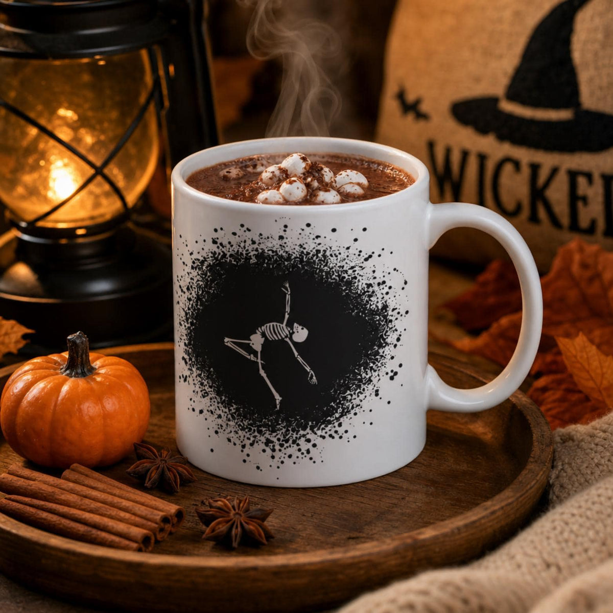 Gothic Dancing Skeleton Coffee Mug 11oz | Spooky Unbreakable Camper Mug