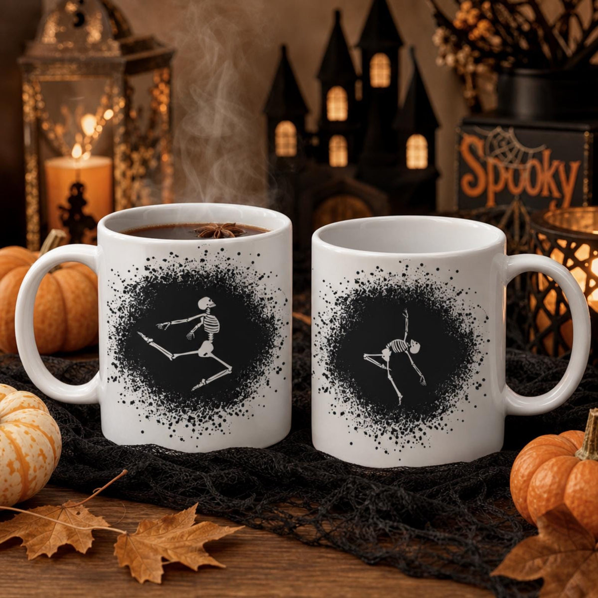 Gothic Dancing Skeleton Coffee Mug 11oz | Spooky Unbreakable Camper Mug