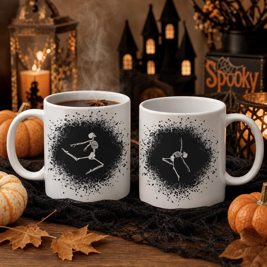 Gothic Dancing Skeleton Coffee Mug 11oz | Spooky Unbreakable Camper Mug