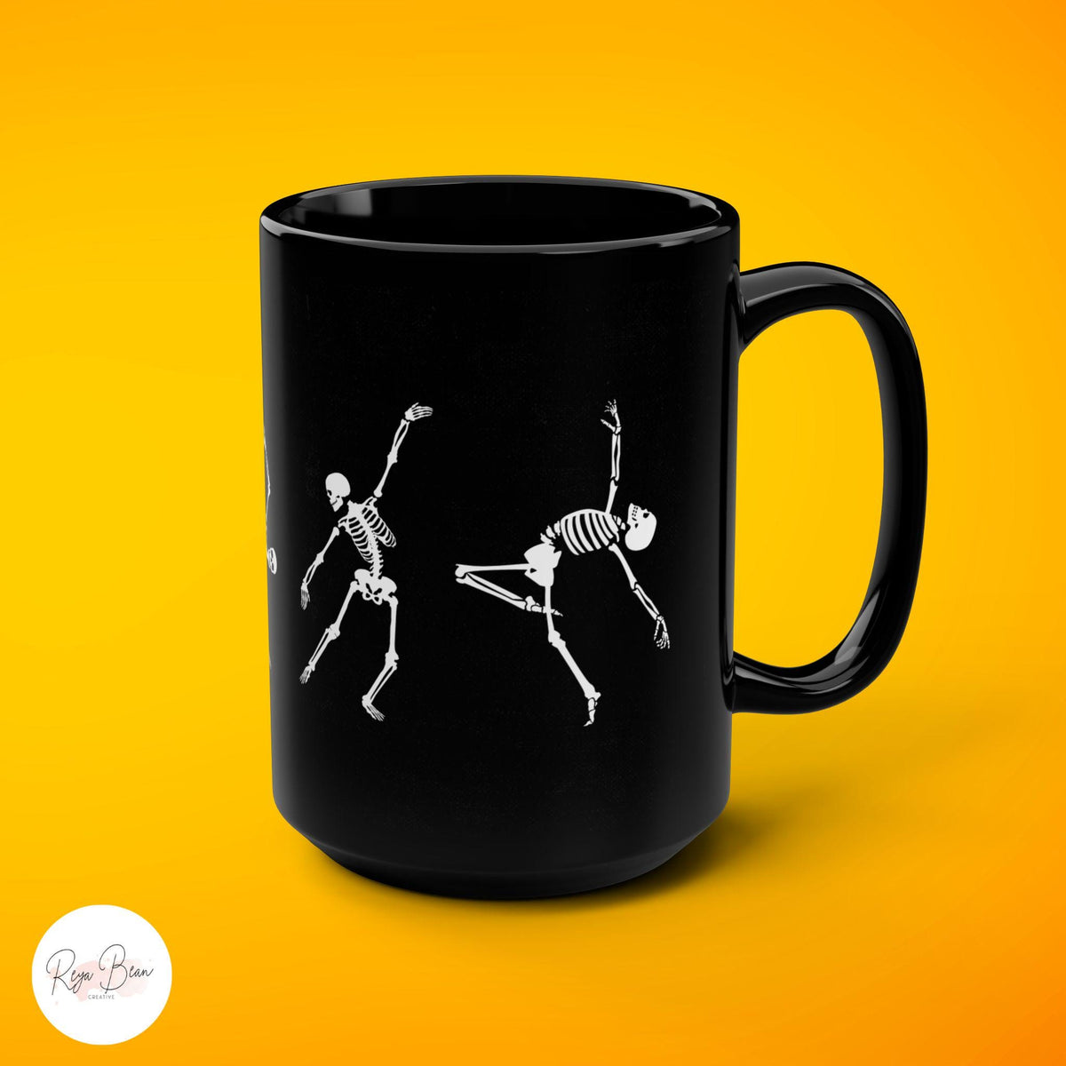 Dancing Skeleton Black Halloween Gothic Mug 15oz, Spooky Coffee Cup, Dark Academia Witchy Vintage Aesthetic