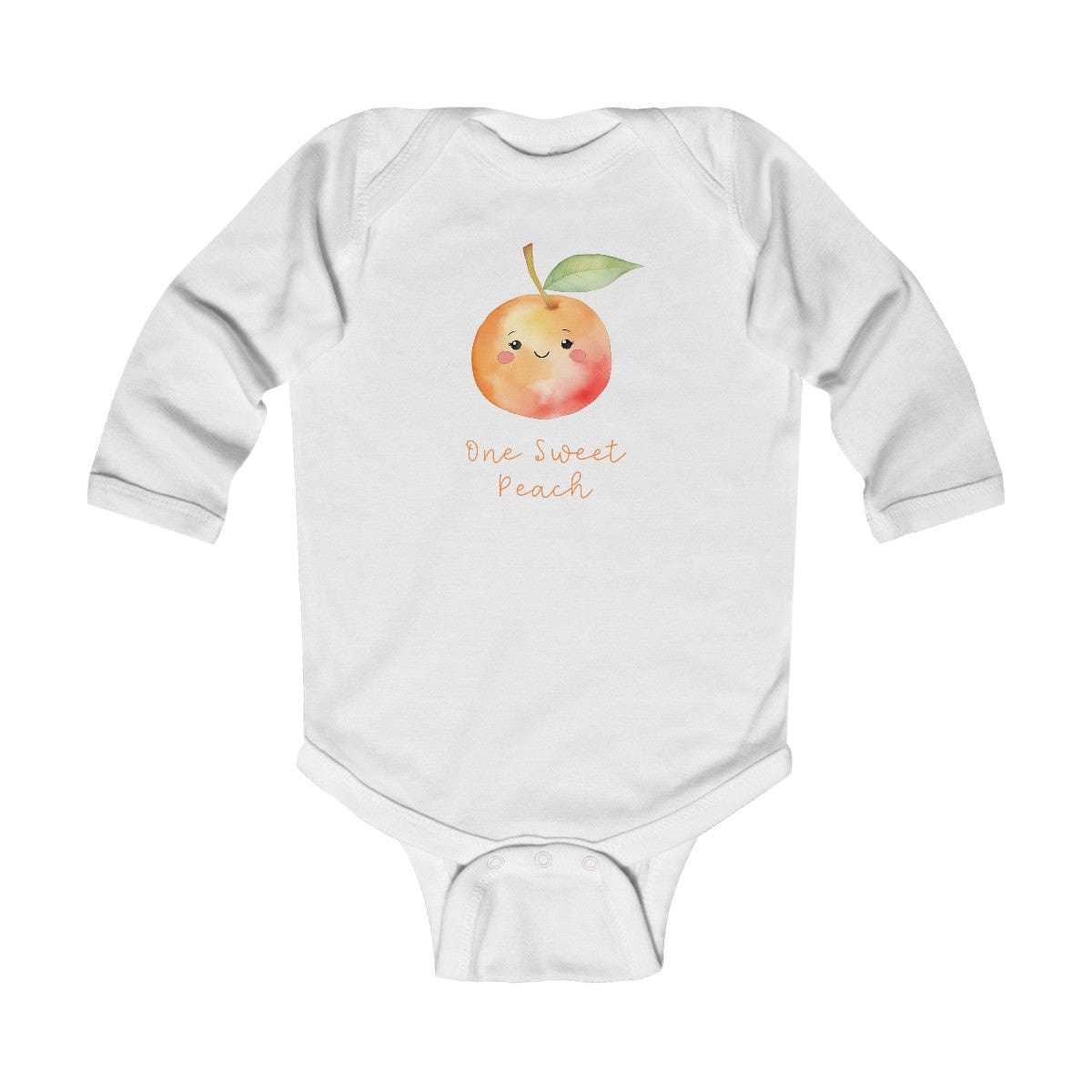 One Sweet Peach Themed First Birthday Party, Infant Cotton Long Sleeve Bodysuit, Cute Peach Daughter's 1st Bday Photoshoot Outfit