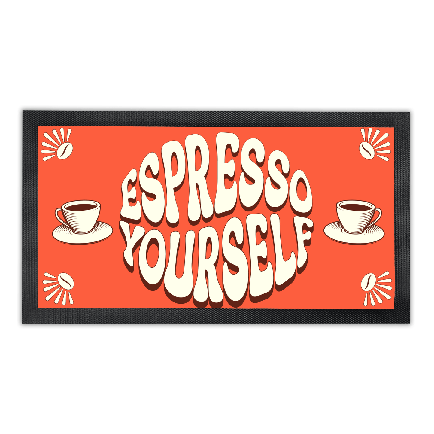 Coffee Station Bar Runner, Espresso Yourself Mat 18" x 10", Coffee Lover Kitchen Accessory Housewarming Gift, Coffee Station Table Topper