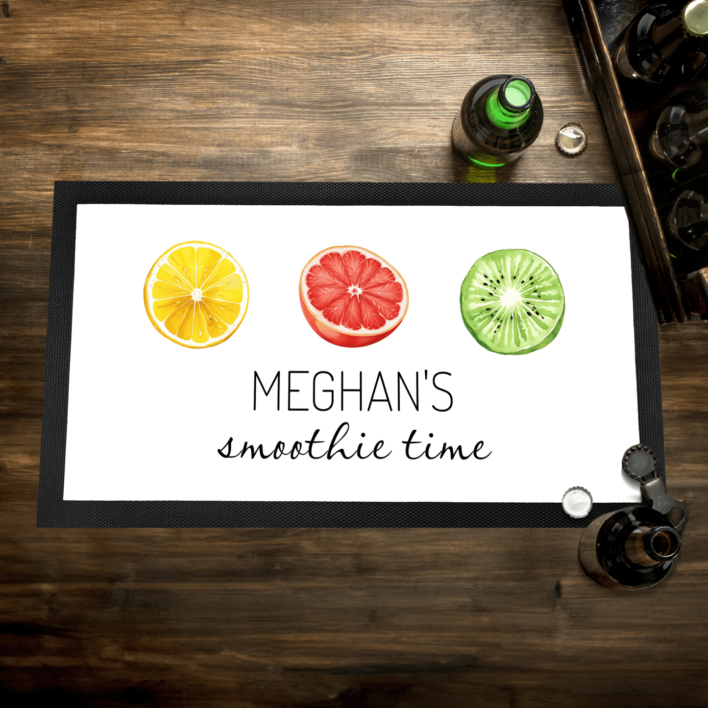 Custom Smoothie Time Station Runner Mat, 18" x 10" Smoothie Loving Kitchen Accessory Housewarming Gift, Smoothie Station Fruit Table Topper