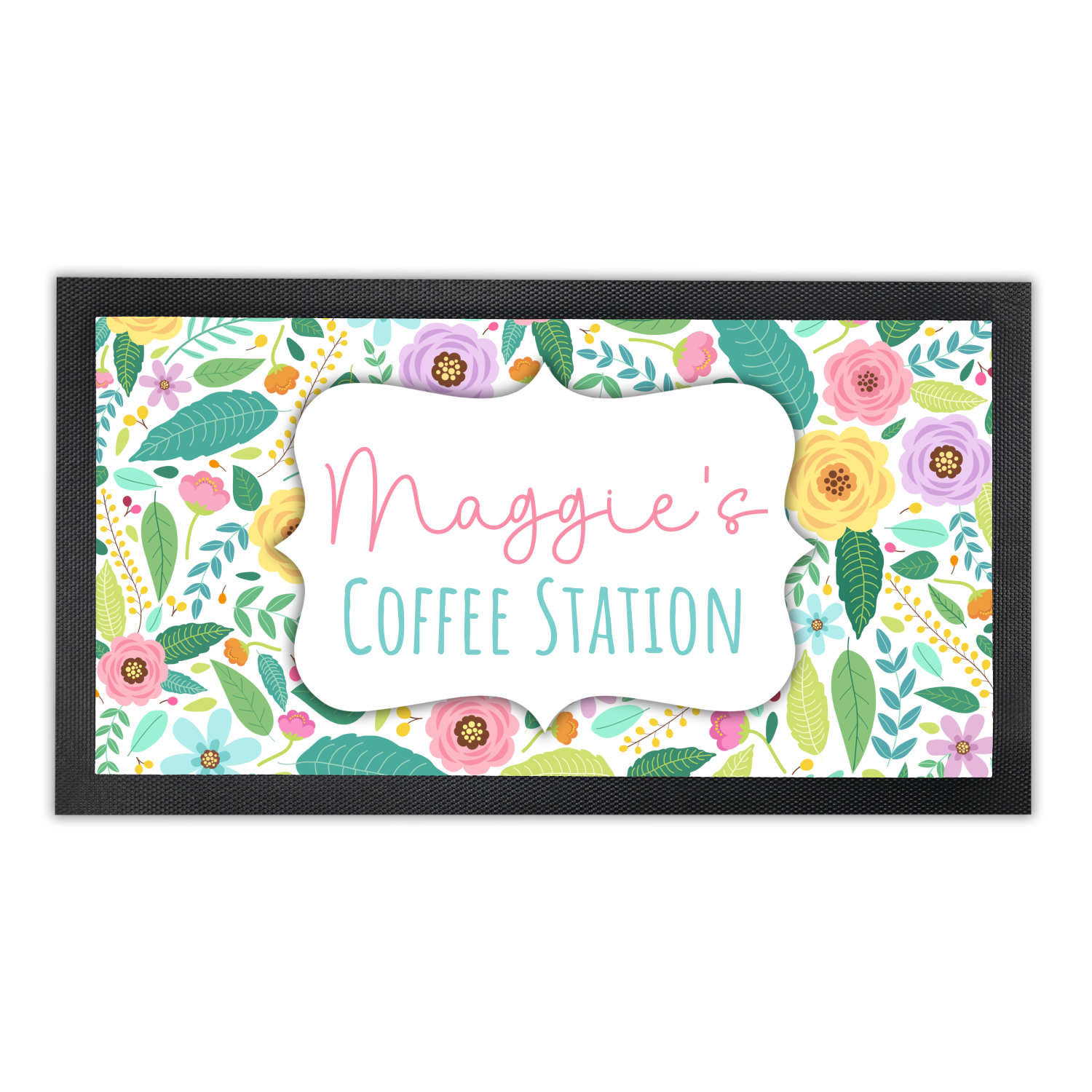 Coffee Station Bar Runner Mat 10" x 18", Coffee Lover Kitchen Accessory Housewarming Gift, Rubber Non-Slip Coffee Prep Station Table Topper