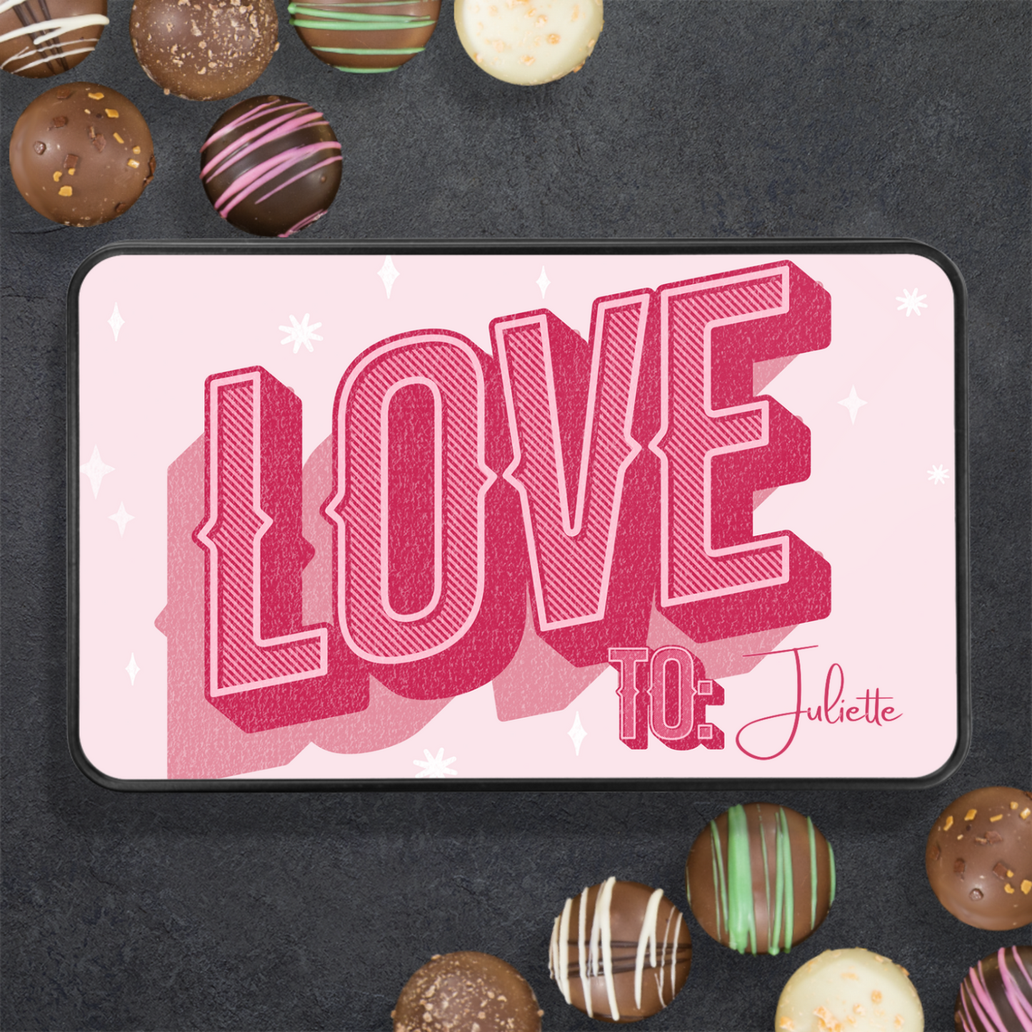 Custom LOVE Valentine's Day Tin - 12 Handmade Chocolate Truffles