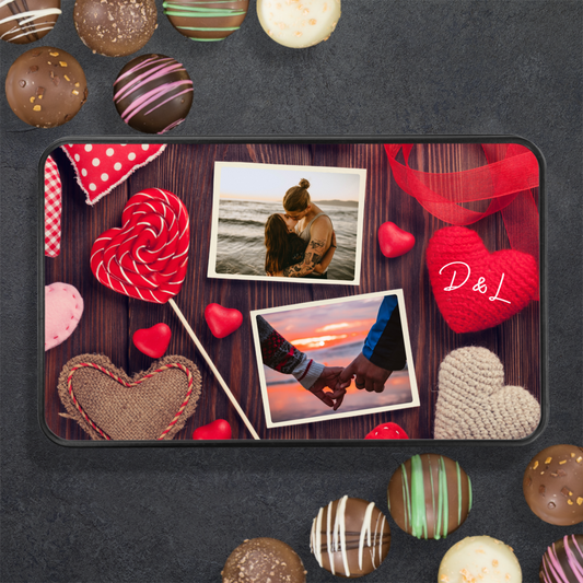 Custom Photos Valentine's Day Chocolate Tin - 12 Handmade Truffles For Her