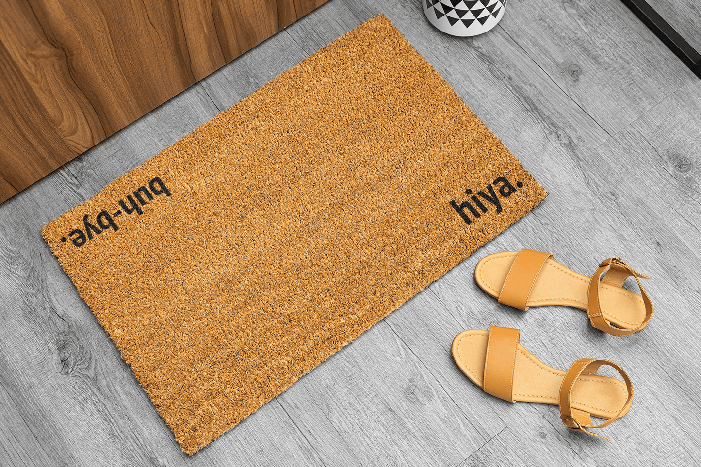 Hiya. Buh-bye. Funny Housewarming Outdoor Doormat Gift