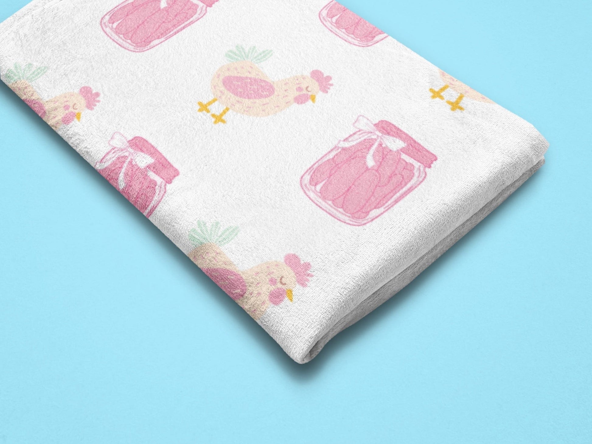 Custom Name Coquette Pickles Chickens Coral Fleece Blanket, 30 x 40" or 60 x 80" Baby Throw Blanket, Pickle Lover Nursery Farmhouse Decor