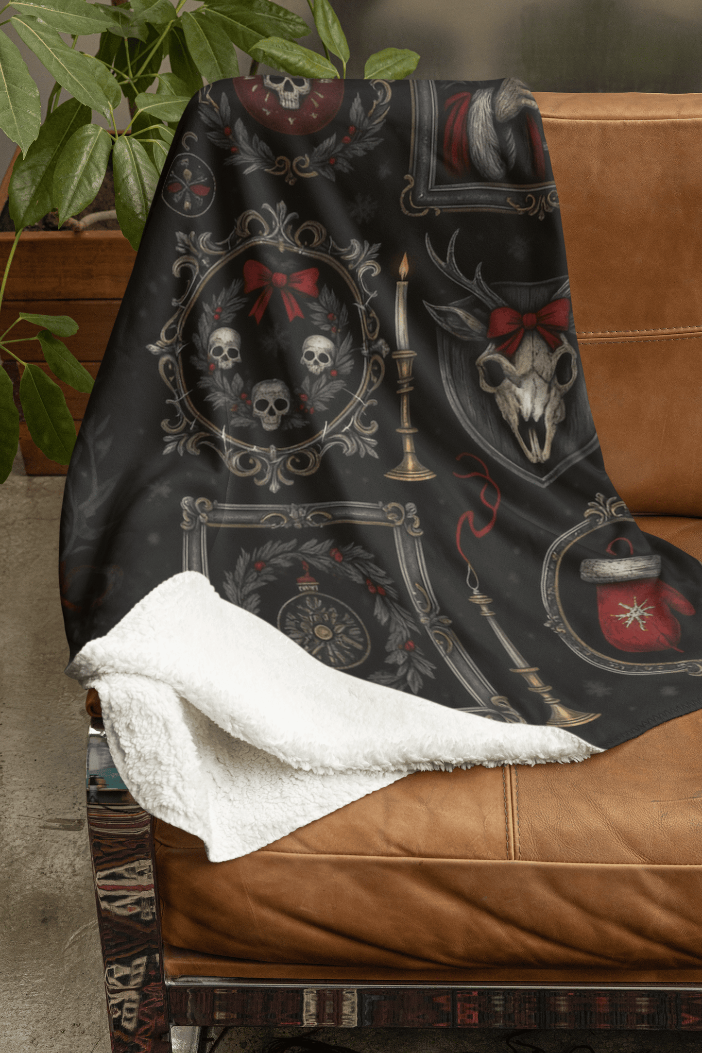 Gothmas Christmas Blanket – Velveteen Throw, Sherpa, Woven Heirloom for Dark Holiday Decor