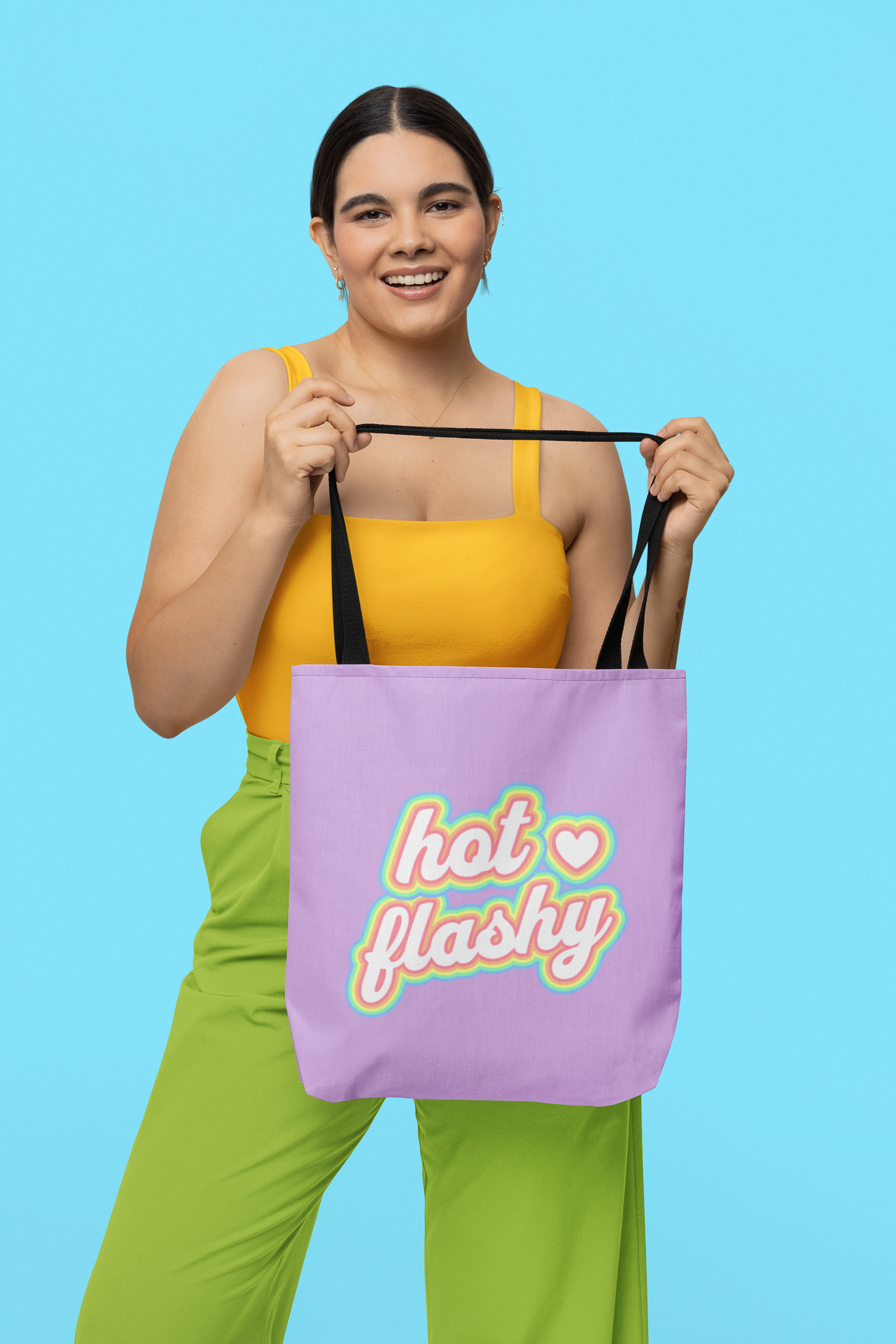 Hot Flashy Canvas Tote Bag Funny, Menopause Humor Cope Perimenopause Gift for Women Hot Flashes, Retro Pastel Women's Health Gift for Her