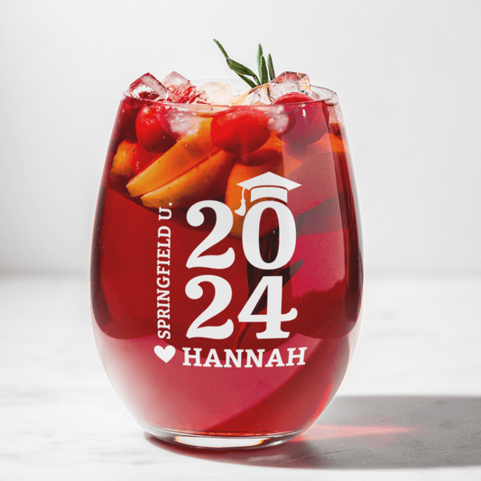 Custom Graduation Gift Class of 2024 - Stemless Wine Glass