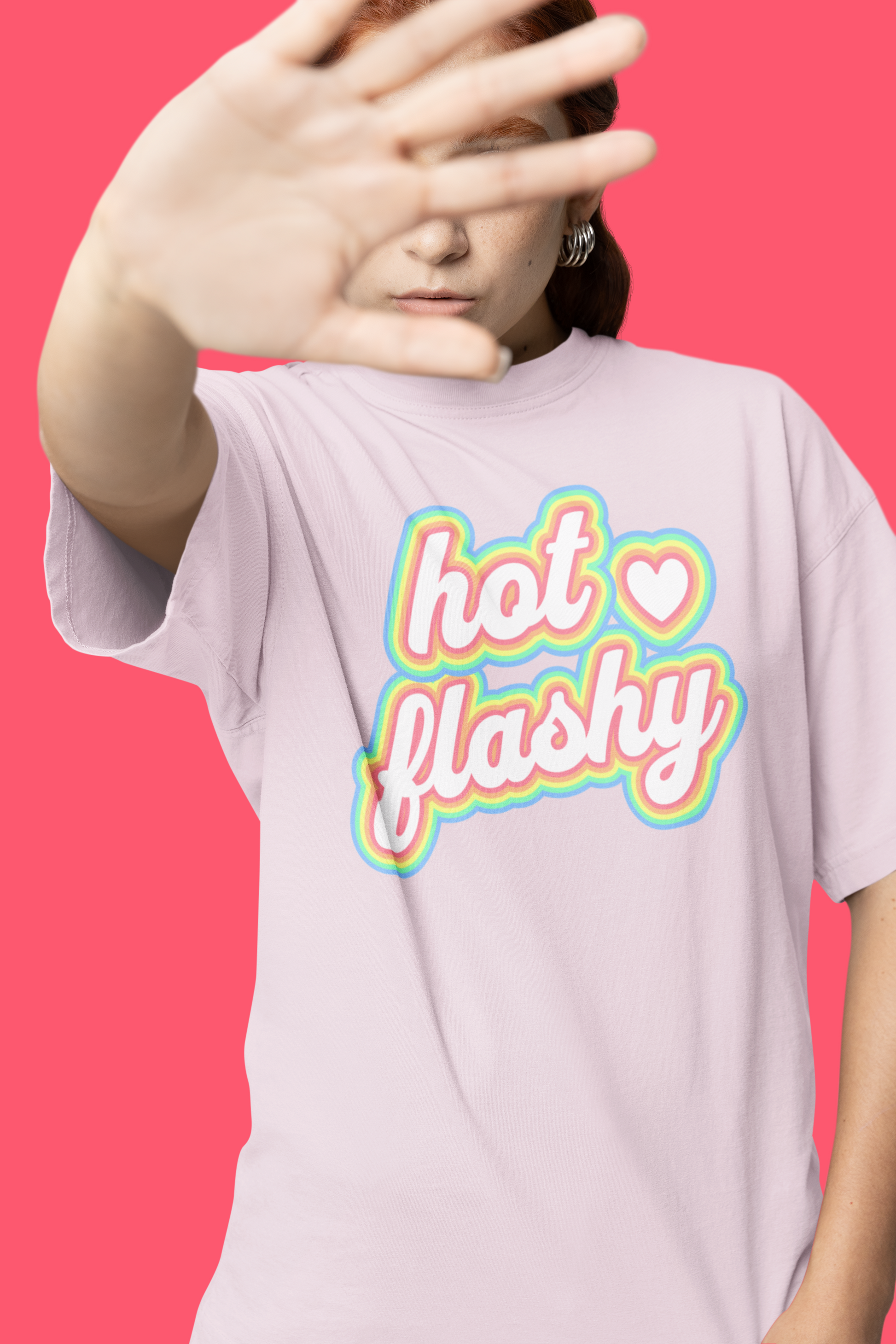 Menopause Humor Hot Flashy Oversized Boxy Tee, Cotton Shirt Coping with Perimenopause for Her, Funny Hot Flash Retro Pastel Women's Health