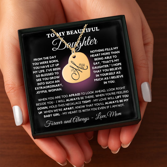 Personalized Heart Necklace – Custom Engraved Jewelry with Floral Keepsake Pendant