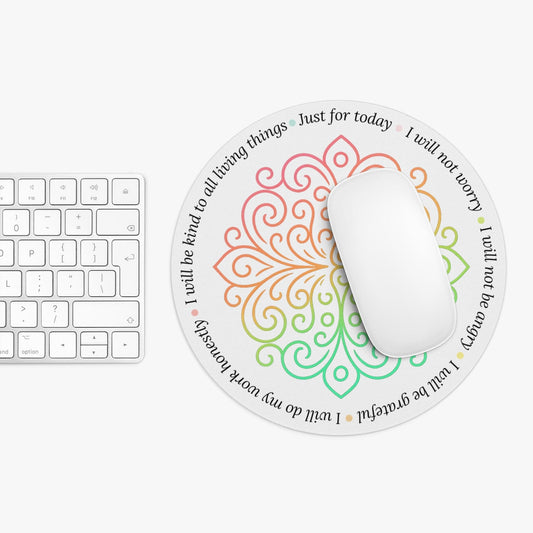 Reiki Mouse Pad – Mandala Circular Non Slip Neoprene Pad for Wellness Workspace