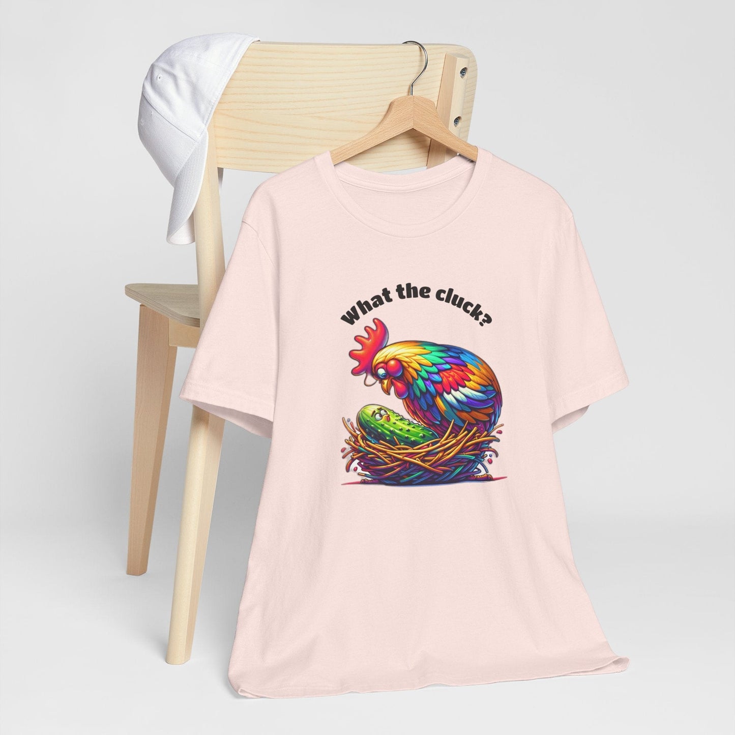 Funny Chicken Pickle Tshirt, What the Cluck Pickle Egg Humor Shirt, Farm Girl Chicken Lover Gift for Her, Pickle Lover Birthday Present