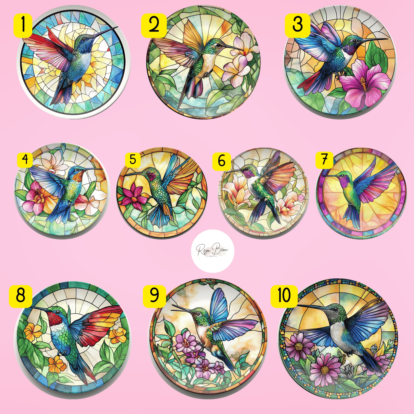 Hummingbird LED Plaque - Faux Stained Glass Acrylic Light with Soft Glow