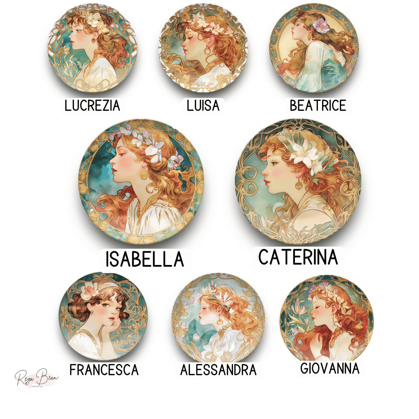 Art Noveau Housewarming Party Plates Gift Ethereal Women Plate Set, Unique Art Deco Hostess Fun Gift Whimsical Dinnerware, 10" Unbreakable