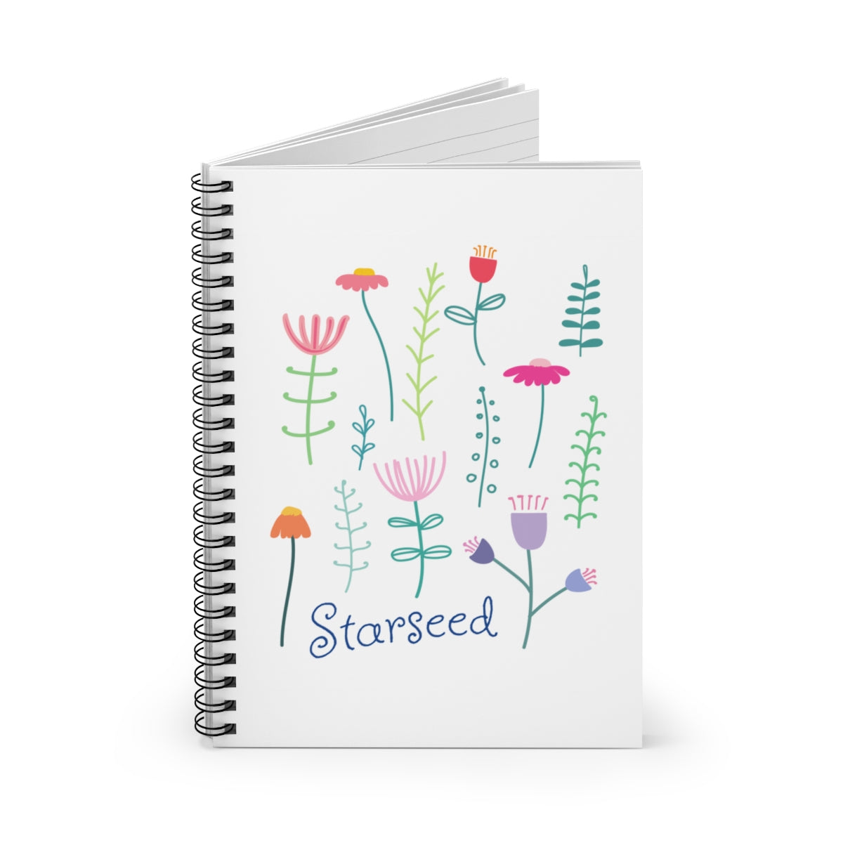 Starseed Spiral Notebook, Lightworker Gift for Andromedan Lyran Sirian Orion Pleiadian Arcturian, 5D Lined Floral Journal