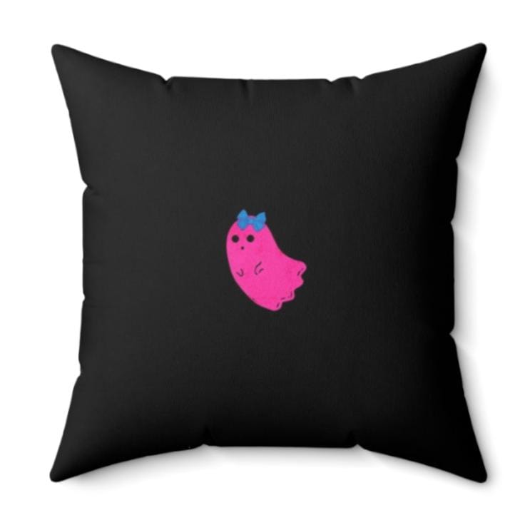 Halloween Pillow Blanket Set, Custom Boo Crew Cute Ghost Gift, Neon Ghosts Square Black Throw Pillow, Spooky Halloween Decor Boo Blanket