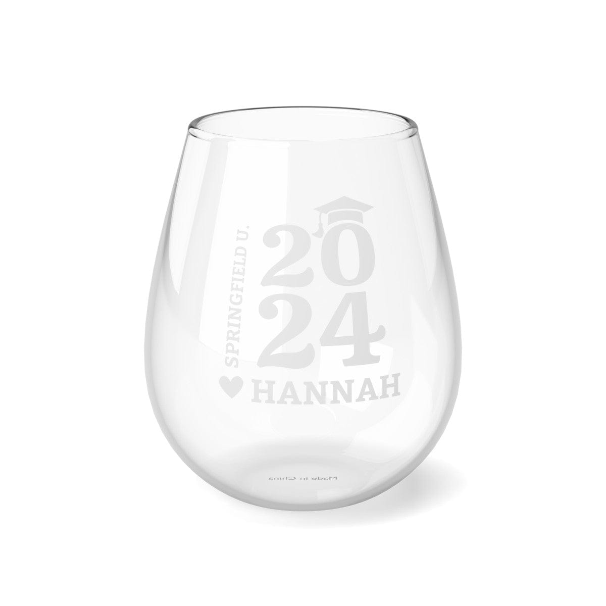 Custom Graduation Gift Class of 2024 Stemless Personalized Wine Glass School Name Grad Party Gift, 11.75oz