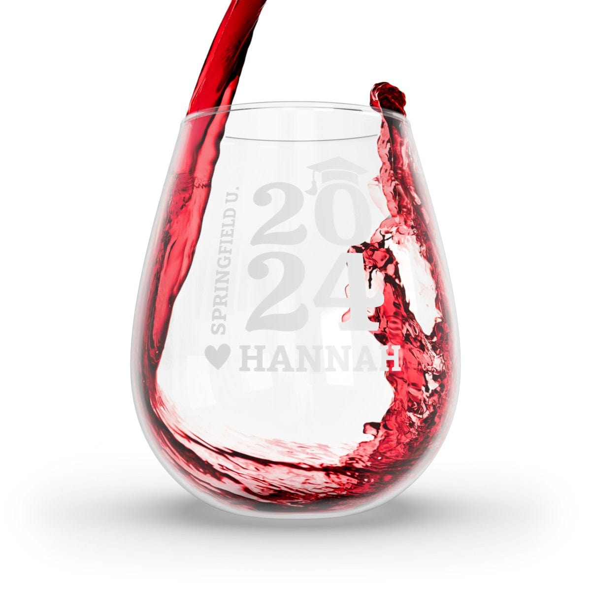 Custom Graduation Gift Class of 2024 Stemless Personalized Wine Glass School Name Grad Party Gift, 11.75oz