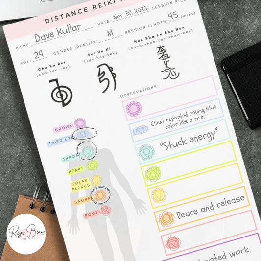 Distance Reiki Sticky Notes - Custom Reiki Session Pad With Usui Symbols & Patient Info