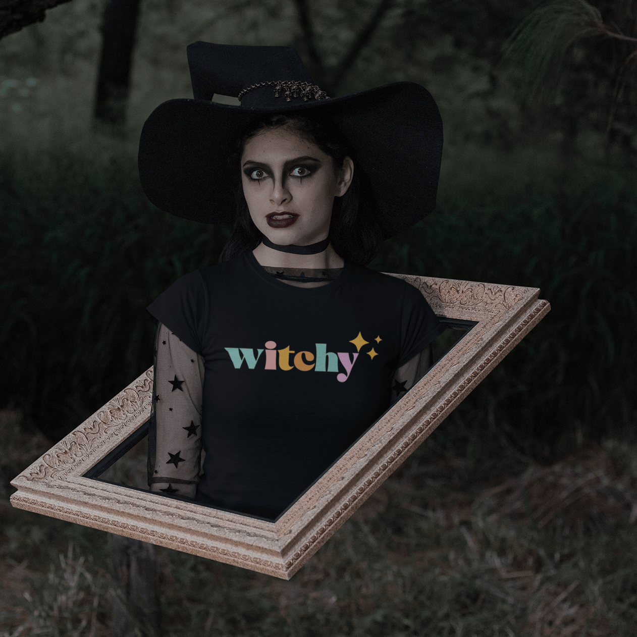 Witchy Graphic T-Shirt – Retro Pastel Unisex Comfort Shirt With Colorful Mystic Design