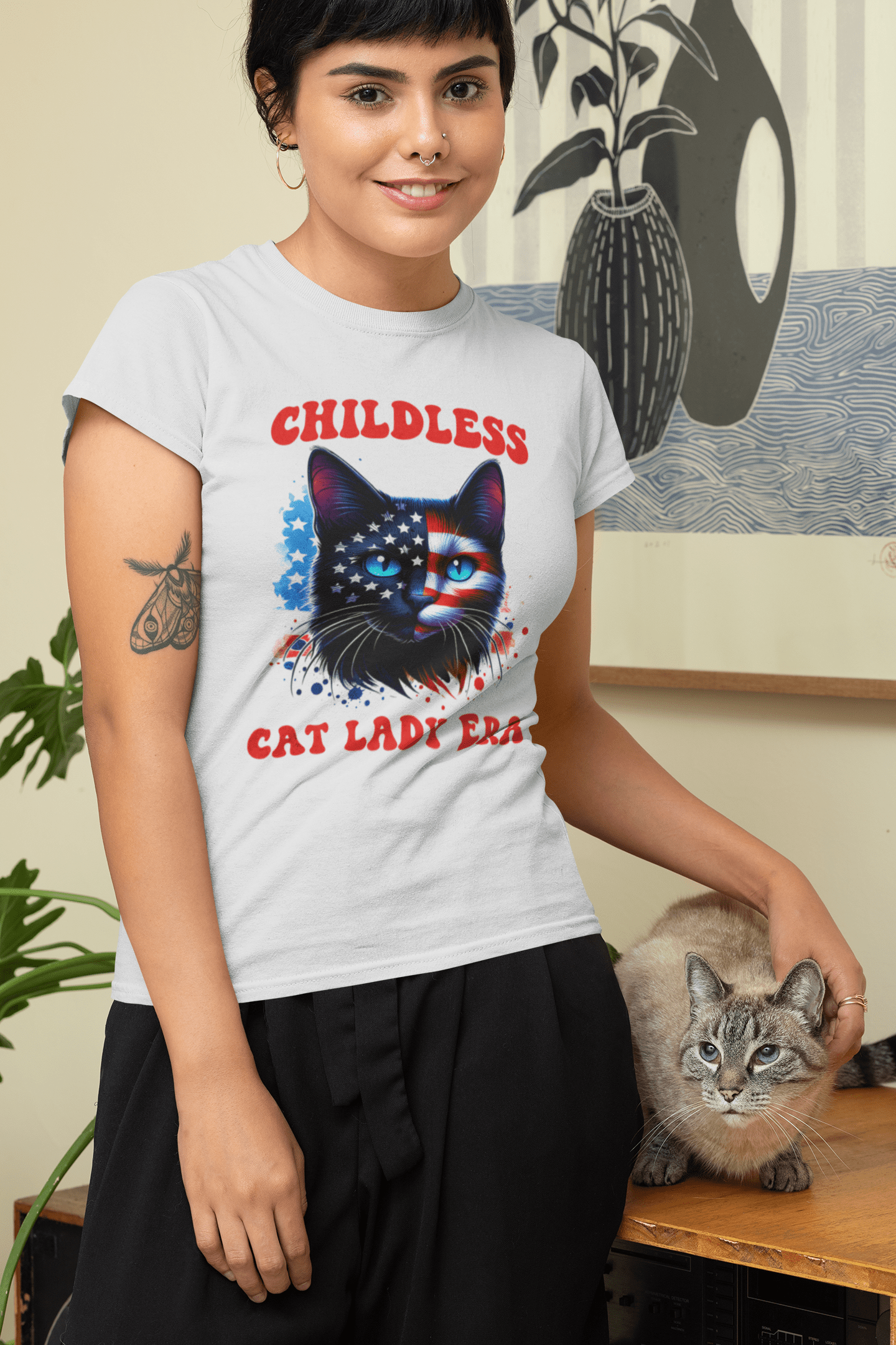 Childless Cat Lady Era Tshirt, Kamala Harris for President 2024 Shirt Funny, Election Vote Blue Political Tee, Democrat Women's Rights Vote