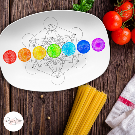 Chakras Rainbow Platter, Metaphysical Wellness Serving Plate, Mindfulness Meditation Tray, Spiritual Root Crown Chakra Yoga Reiki Mystical