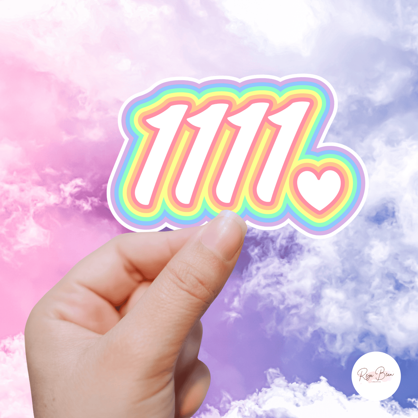 Angel Number Sticker – Retro Pastel Spiritual Manifestation Vinyl Decal