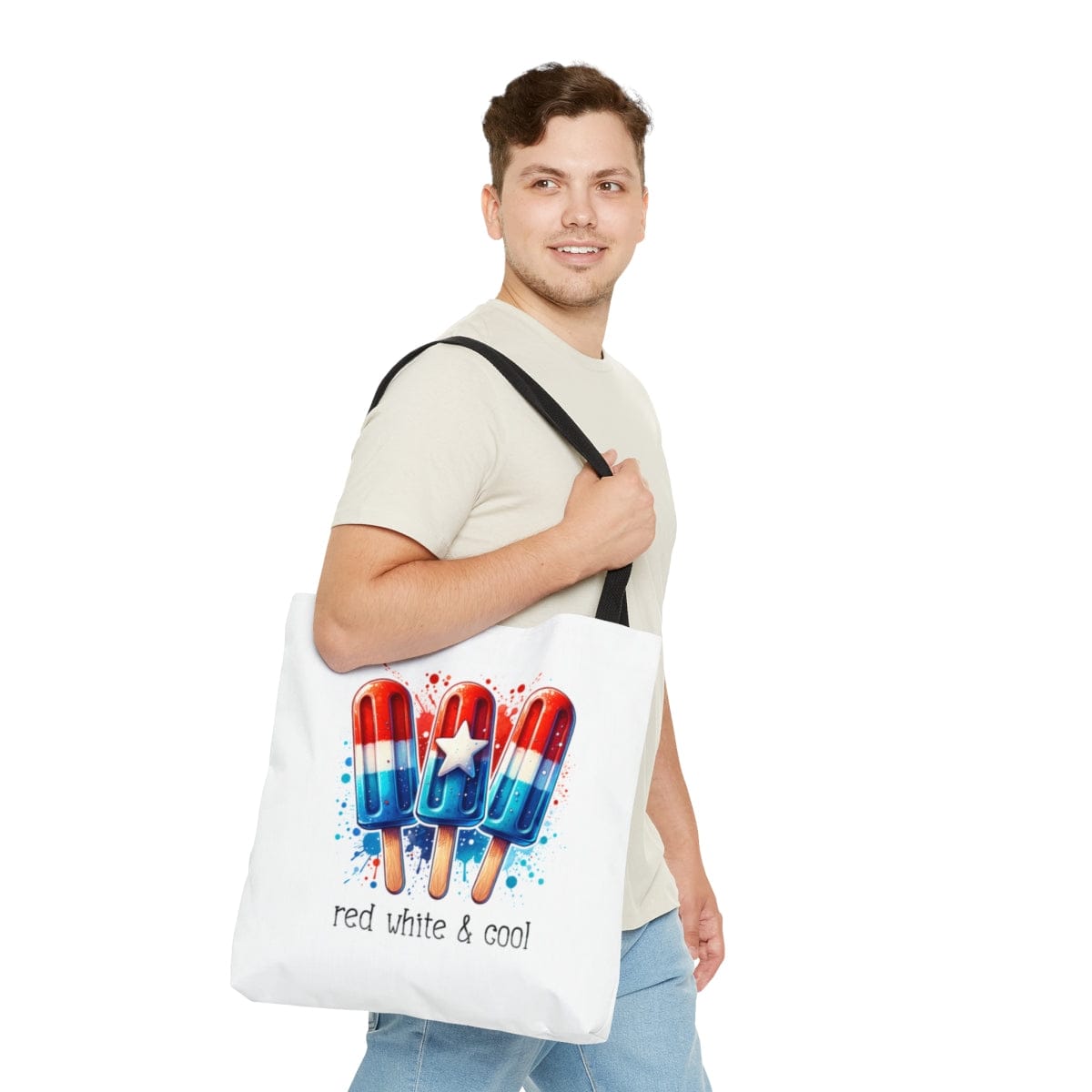 Fourth of July Popsicles Tote Bag, Red White and Cool Patriotic Independence Day Beach Tote, Stars and Stripes Popsicle Bag