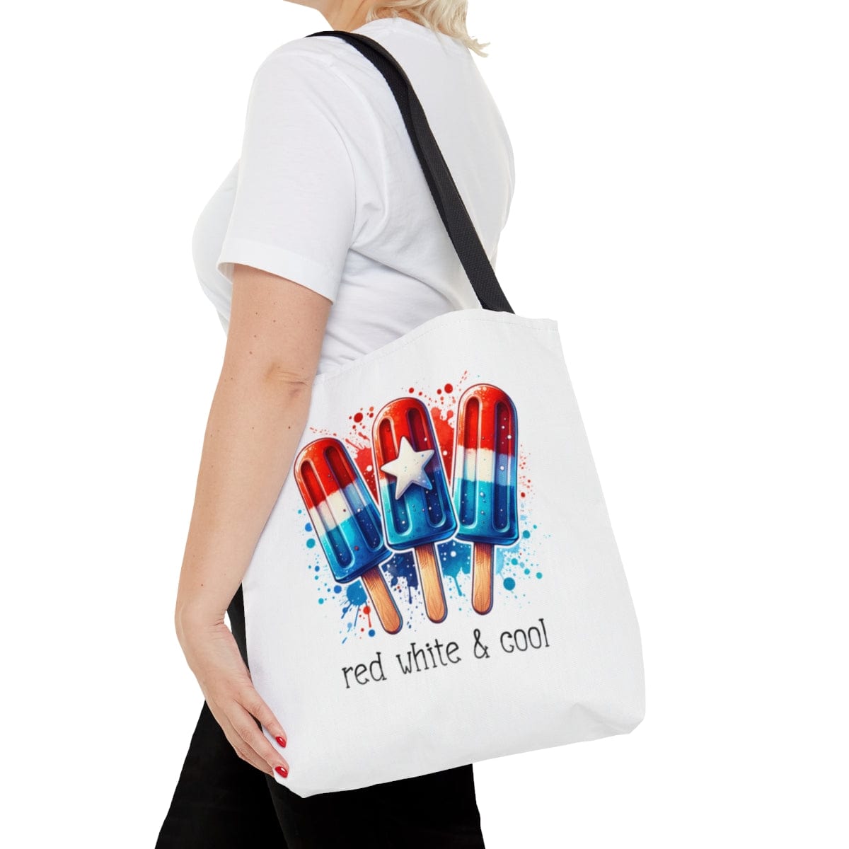 Fourth of July Popsicles Tote Bag, Red White and Cool Patriotic Independence Day Beach Tote, Stars and Stripes Popsicle Bag