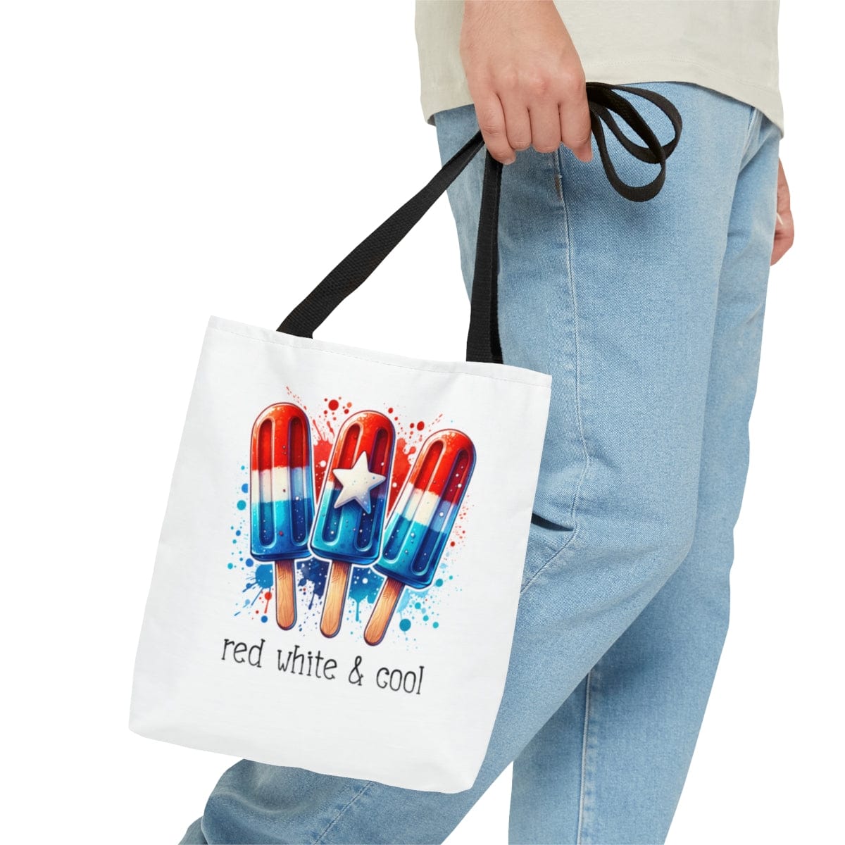 Fourth of July Popsicles Tote Bag, Red White and Cool Patriotic Independence Day Beach Tote, Stars and Stripes Popsicle Bag