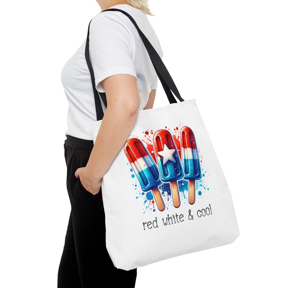 Fourth of July Popsicles Tote Bag, Red White and Cool Patriotic Independence Day Beach Tote, Stars and Stripes Popsicle Bag