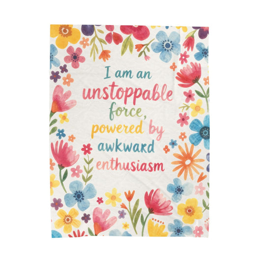 Self Love Affirmation Blanket – Floral Throw with Watercolor Flower Decor, Super Soft Velveteen
