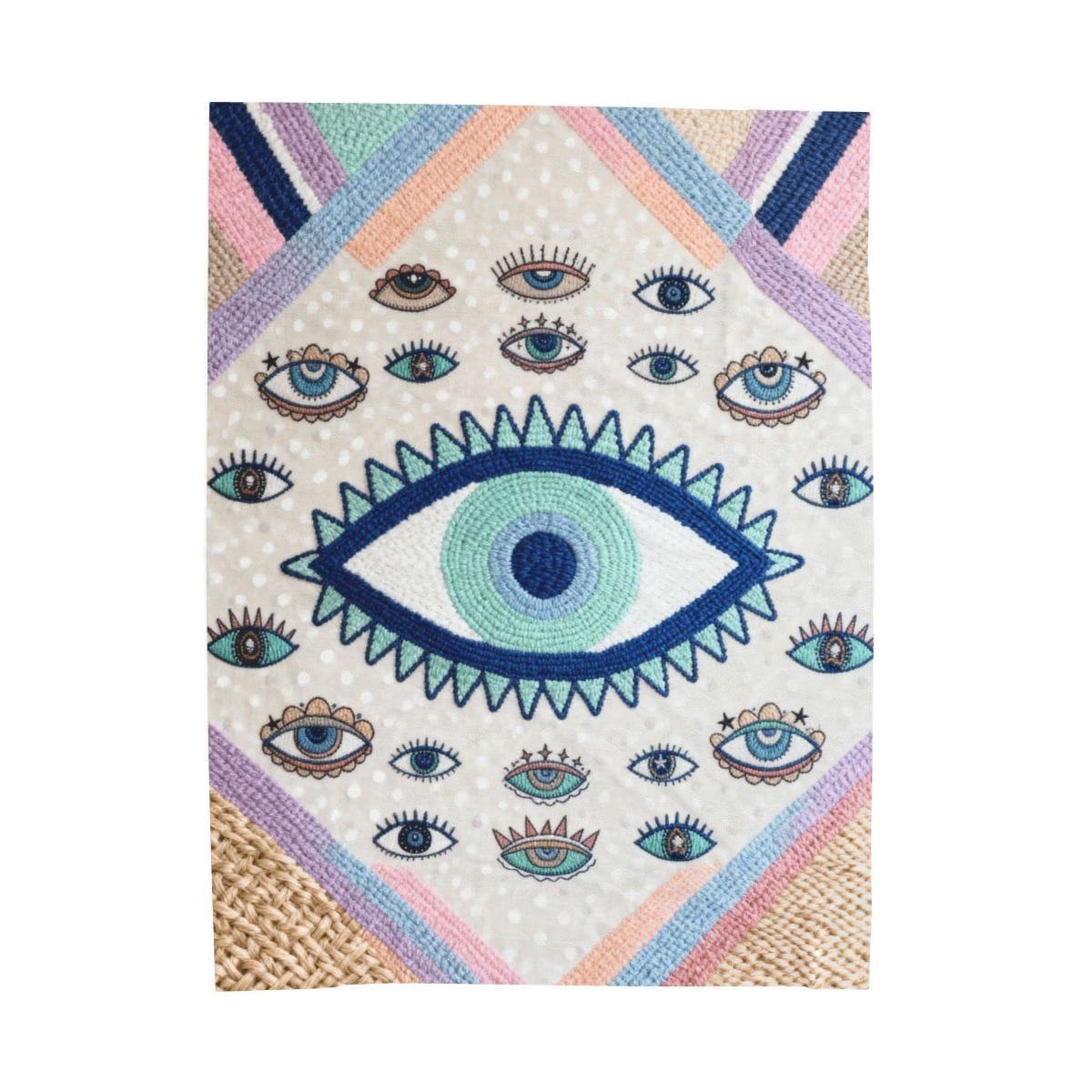 Evil Eye Throw Blanket – Plush Velveteen, Woven Heirloom & Flannel Sherpa Cozy