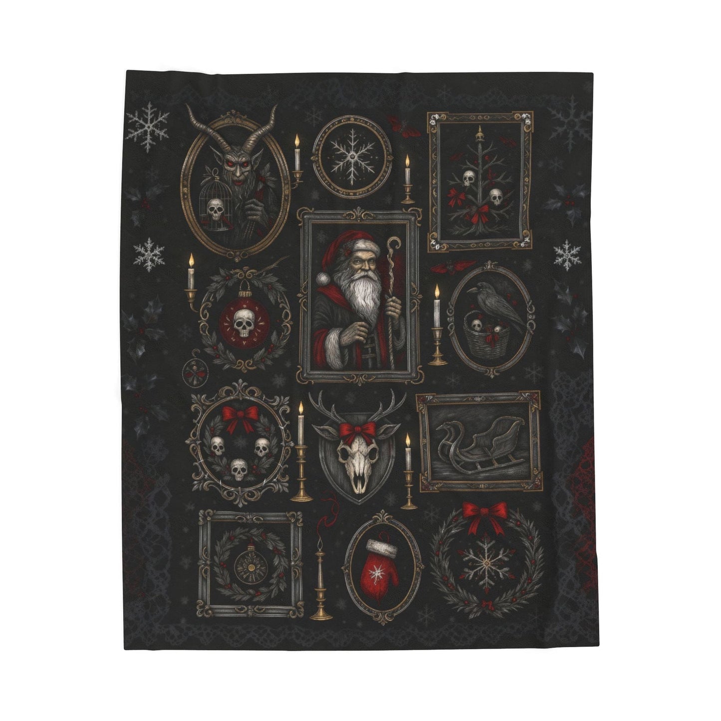 Gothmas Christmas Blanket – Velveteen Throw, Sherpa, Woven Heirloom for Dark Holiday Decor