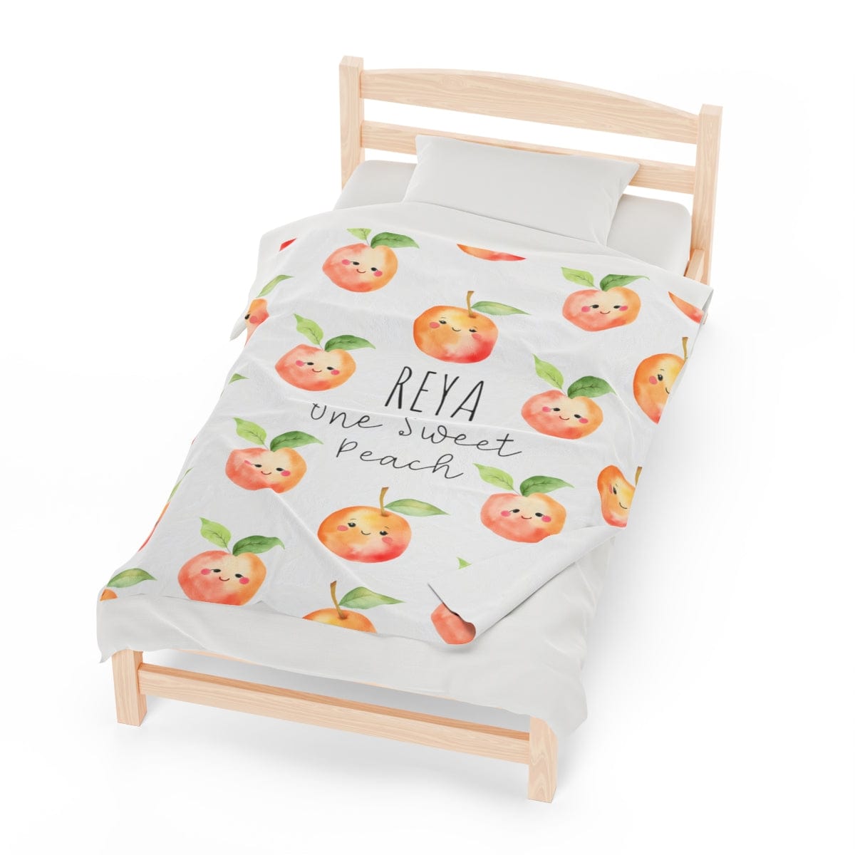 One Sweet Peach Theme 1st Birthday Custom Blanket - Velveteen Plush Throw