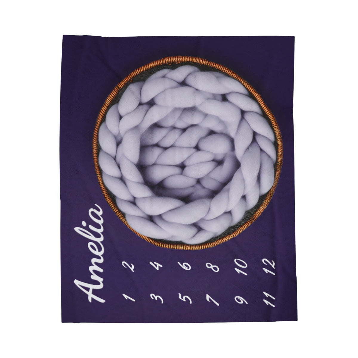 Baby's Custom First Year Purple Velveteen Milestone Blanket