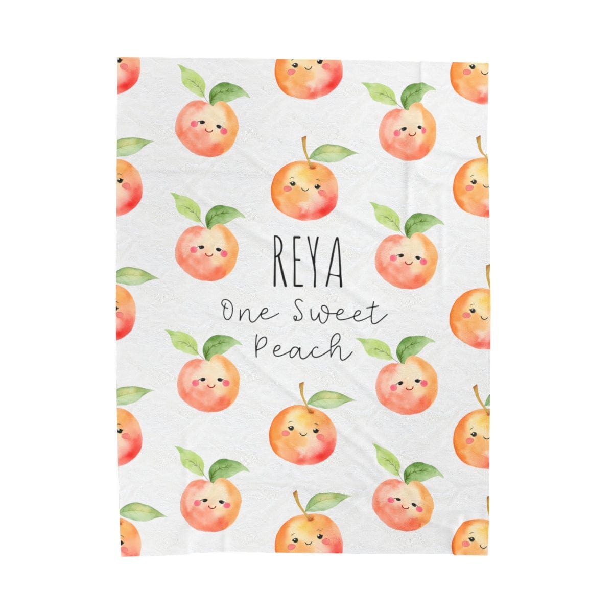 One Sweet Peach Theme 1st Birthday Custom Blanket - Velveteen Plush Throw