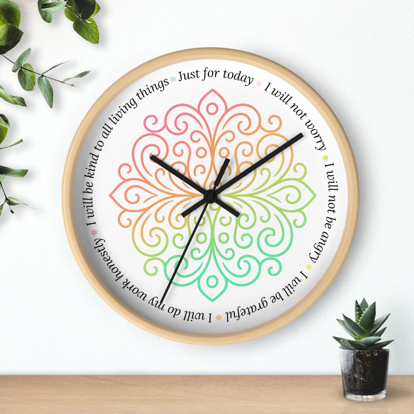 Reiki 5 Principles Usui Wall Clock Energy Healer Precepts - Spiritual Office Decor