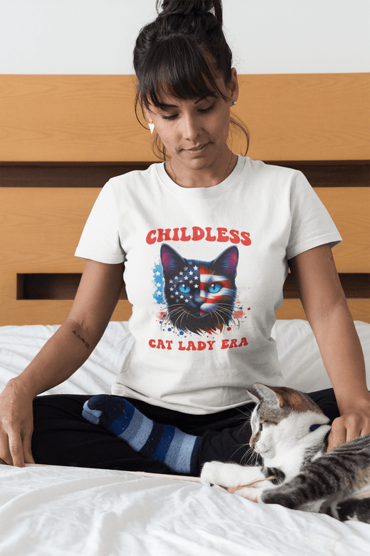 Childless Cat Lady Era Tshirt, Kamala Harris for President 2024 Shirt Funny, Election Vote Blue Political Tee, Democrat Women's Rights Vote