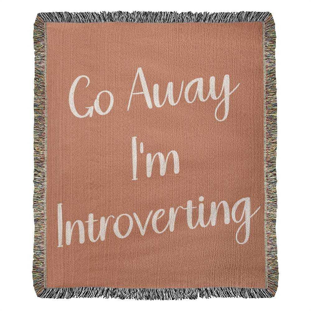 Funny Go Away I'm Introverting Woven Cotton Blanket