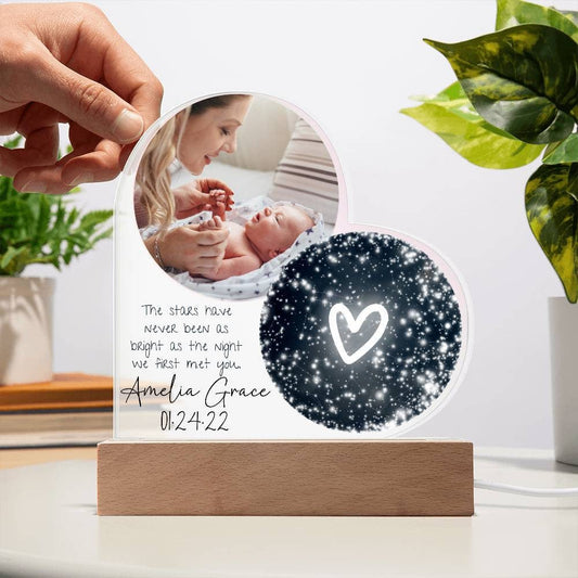 Custom New Mom Star Map Acrylic Plaque - Personalized with Baby Name, Birth Date, Photo