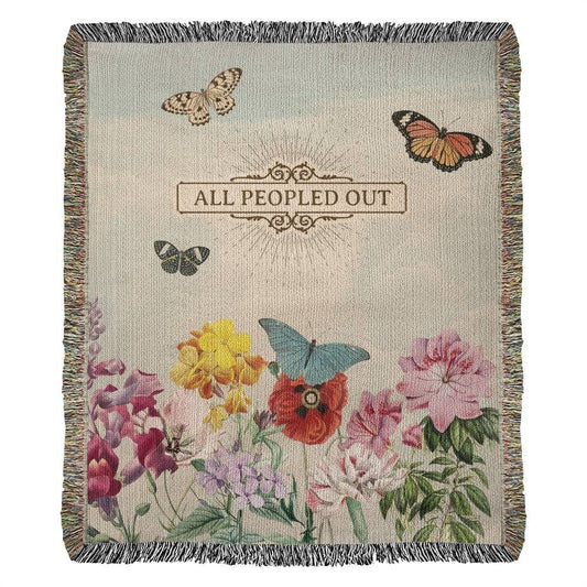 Funny Introvert All Peopled Out Woven Cotton Throw Blanket